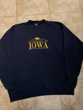 University of Iowa Crewneck Sweatshirt - Navy with Gold Logo
